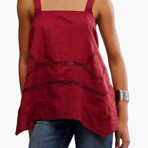 Free People Women's Lace Inset Handkerchief Hem Cotton Camisole Women’s Size Sm